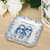 Personalized Bestie Photo Jewelry Dish, Trinket Tray Gift For Bridesmaid,Soul Sister Gift,Birthday Gift for Friends,Ring Dish for Friendship