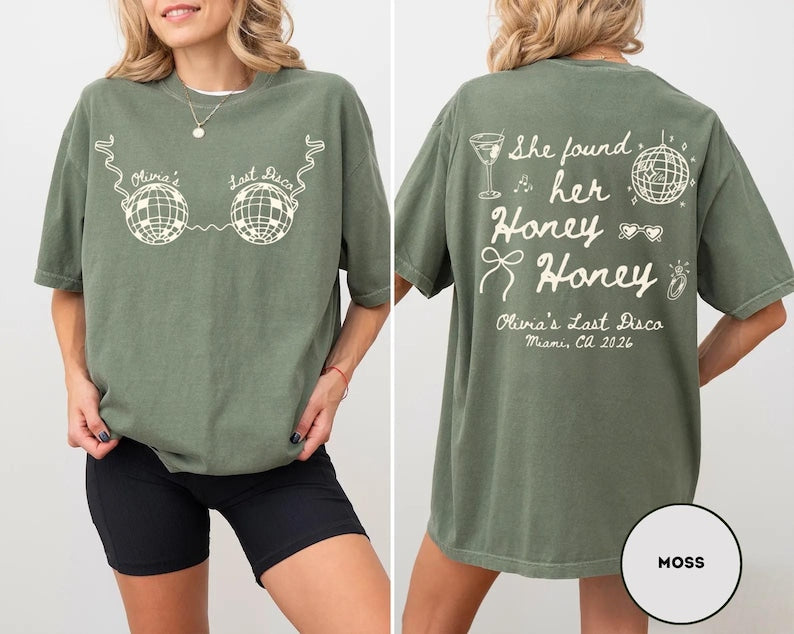 Disco Bachelorette Shirt Comfort Colors She Found Her Honey Honey Shirt Dancing Queens Bach Shirt Nightclub Hen Party Shirts