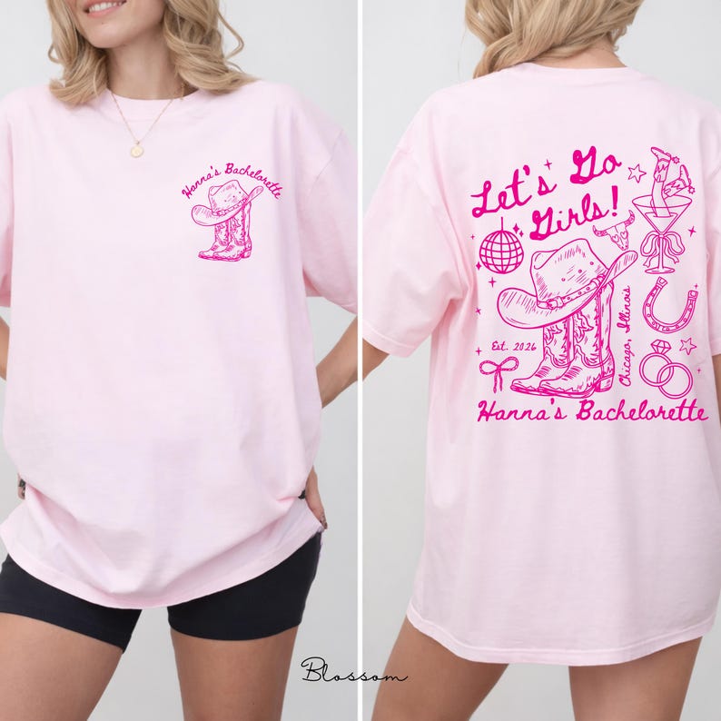 Let's Go Girls Western Bachelorette Shirt, Custom Cowgirl Bride Tee, Personalized Nashville Bach Shirts, Matching Country Bridal Squad Gift
