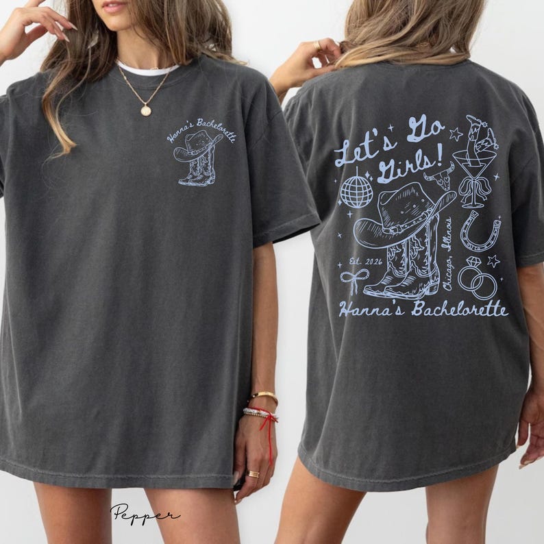 Let's Go Girls Western Bachelorette Shirt, Custom Cowgirl Bride Tee, Personalized Nashville Bach Shirts, Matching Country Bridal Squad Gift
