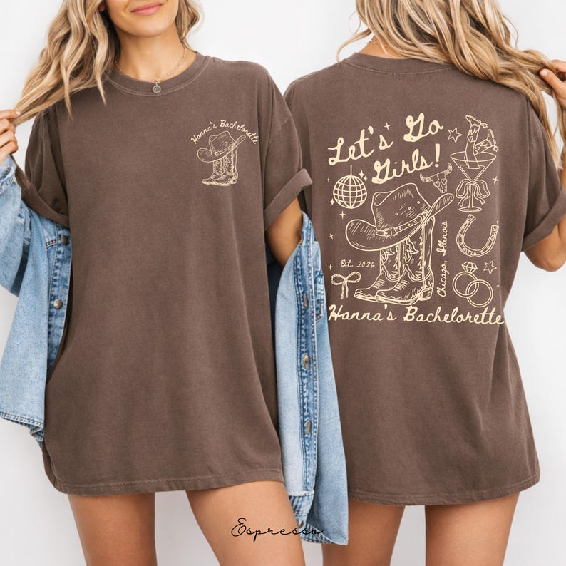 Let's Go Girls Western Bachelorette Shirt, Custom Cowgirl Bride Tee, Personalized Nashville Bach Shirts, Matching Country Bridal Squad Gift