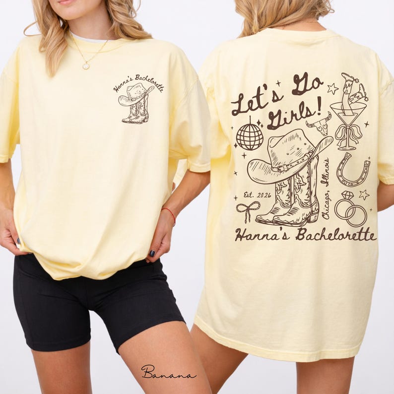 Let's Go Girls Western Bachelorette Shirt, Custom Cowgirl Bride Tee, Personalized Nashville Bach Shirts, Matching Country Bridal Squad Gift