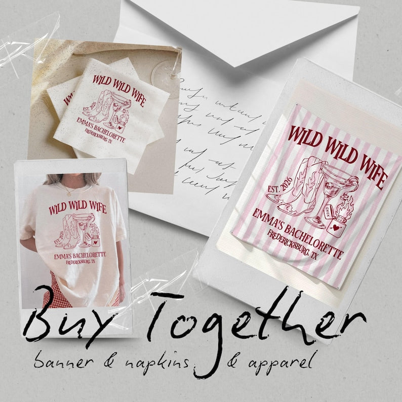 Wild Wild Wife Custom Cowgirl Bachelorette Shirts, Cherry Margarita Bach Merch, Personalized Nashville Texas Austin Bridal Party T-Shirts