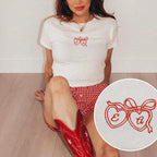 Custom Heart Locket Embroidered Baby Tee, Personalized Wedding Honeymoon Outfit, Future Mrs Top, Y2K Bachelorette Tee, Bride Engagement Gift