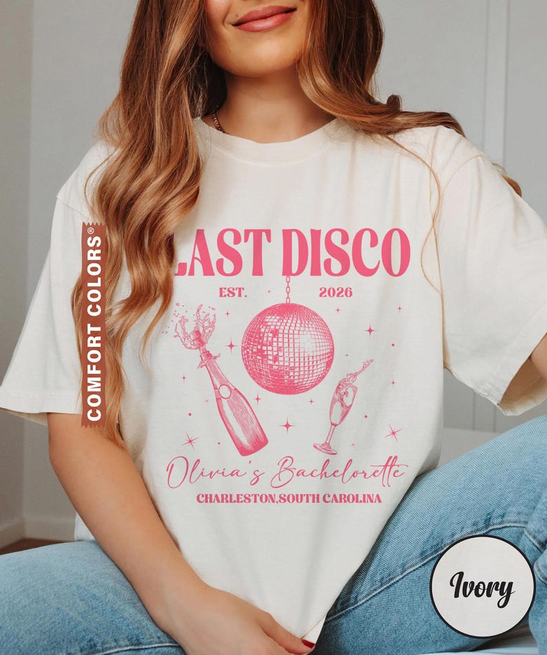 Last Disco Bachelorette Shirts, Disco Bride Personalized Shirt, Custom Name Bridal Party Gift, Bachelorette Tee, Wedding Comfort Colors® Tee