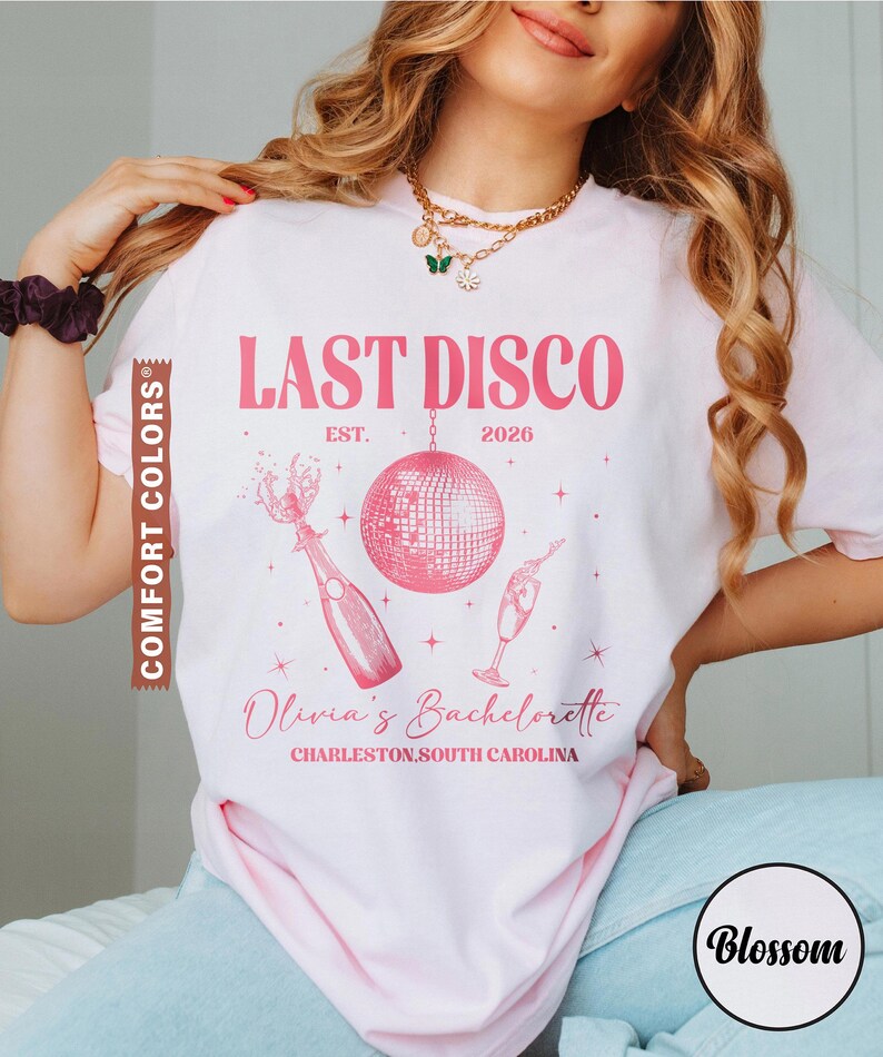 Last Disco Bachelorette Shirts, Disco Bride Personalized Shirt, Custom Name Bridal Party Gift, Bachelorette Tee, Wedding Comfort Colors® Tee