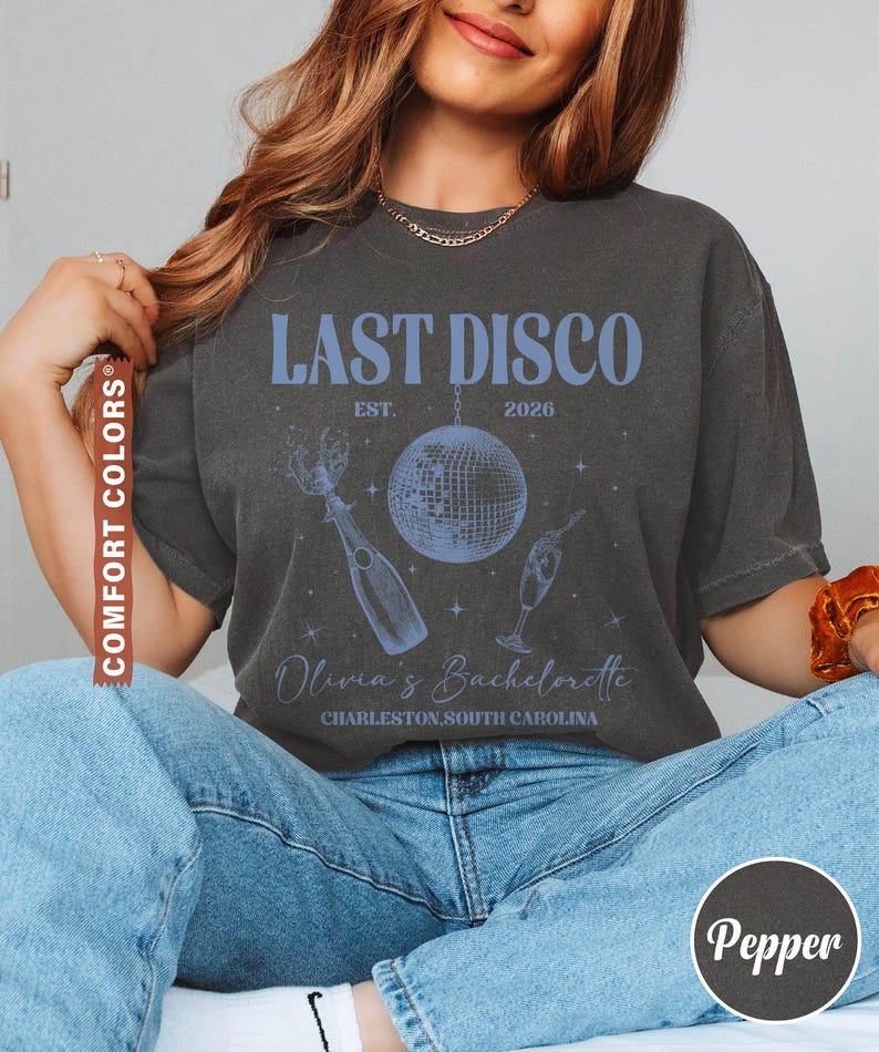 Last Disco Bachelorette Shirts, Disco Bride Personalized Shirt, Custom Name Bridal Party Gift, Bachelorette Tee, Wedding Comfort Colors® Tee