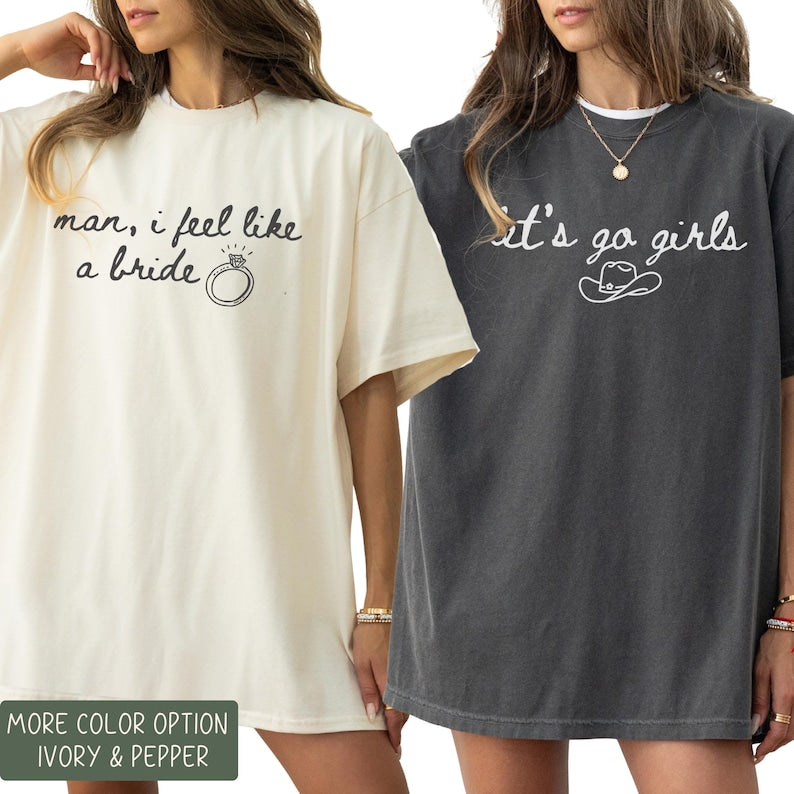 Western Bachelorette Shirts, Let's Go Girls Comfort Colors®, Cowgirl Bride Tee, Nashville Bach Party Tops, Country Bridal Squad Gift