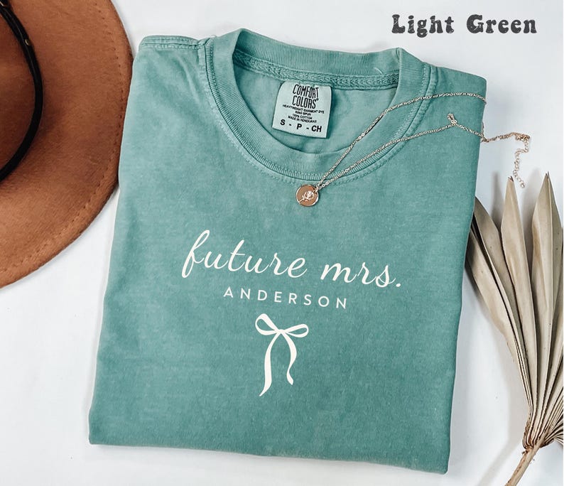 Comfort Colors® Personalized Future Mrs Shirt, Custom Bride To Be Tee, Dainty Bow Fiancee Shirt, Newly Engaged Gift, Future Wife Shirt