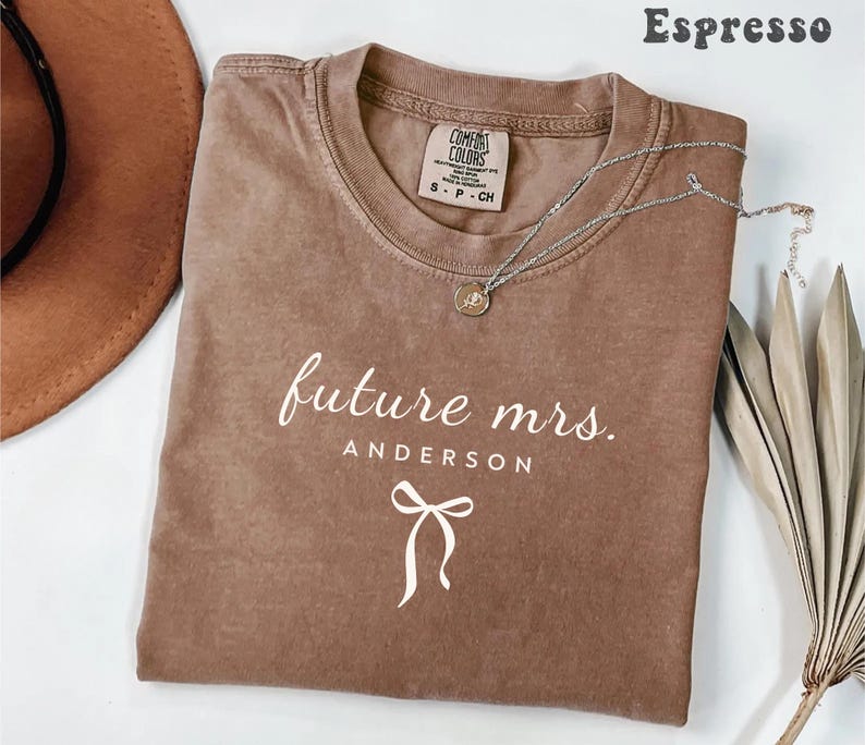 Comfort Colors® Personalized Future Mrs Shirt, Custom Bride To Be Tee, Dainty Bow Fiancee Shirt, Newly Engaged Gift, Future Wife Shirt