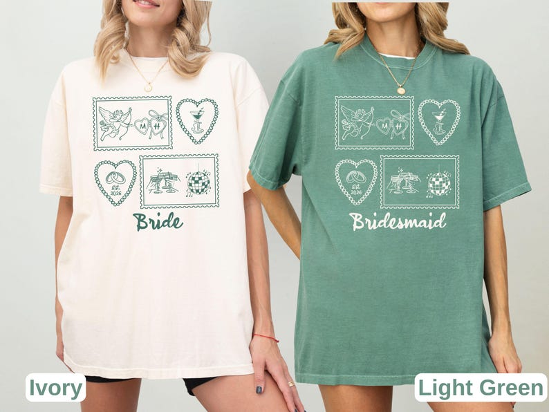 Custom Bachelorette Party Shirt, Retro Stamp Bride Bridesmaid T-shirt, Comfort Colors Bridal Party Tee, Coquette Disco Cherub Wedding Shirt