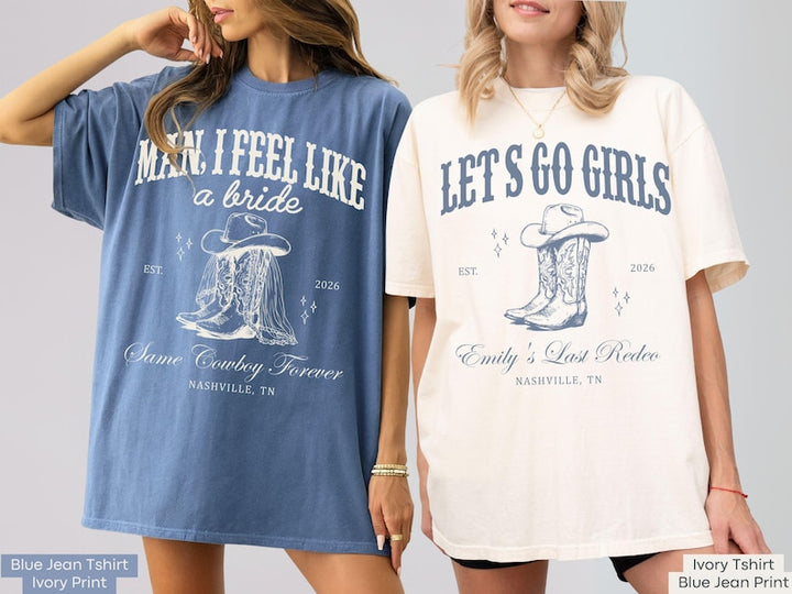 Let's Go Girls Custom Western Bachelorette Shirt, Last Rodeo Bachelorette Party TShirt Nashville Bach Trip Country Cowgirl Bride Bridesmaid
