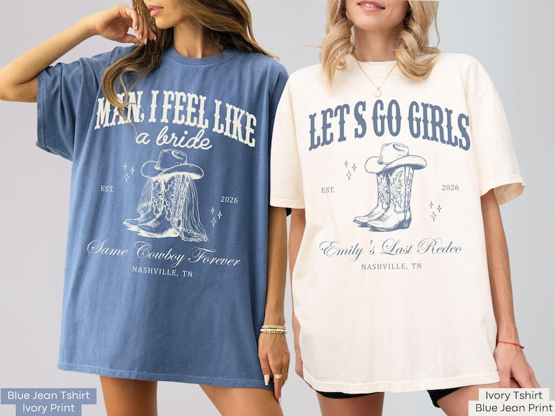 Let's Go Girls Custom Western Bachelorette Shirt, Last Rodeo Bachelorette Party TShirt Nashville Bach Trip Country Cowgirl Bride Bridesmaid