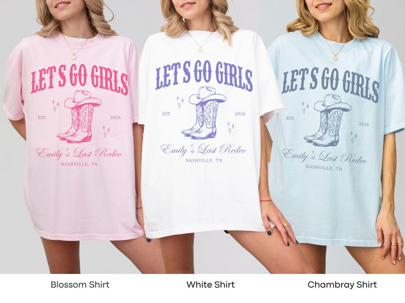 Let's Go Girls Custom Western Bachelorette Shirt, Last Rodeo Bachelorette Party TShirt Nashville Bach Trip Country Cowgirl Bride Bridesmaid