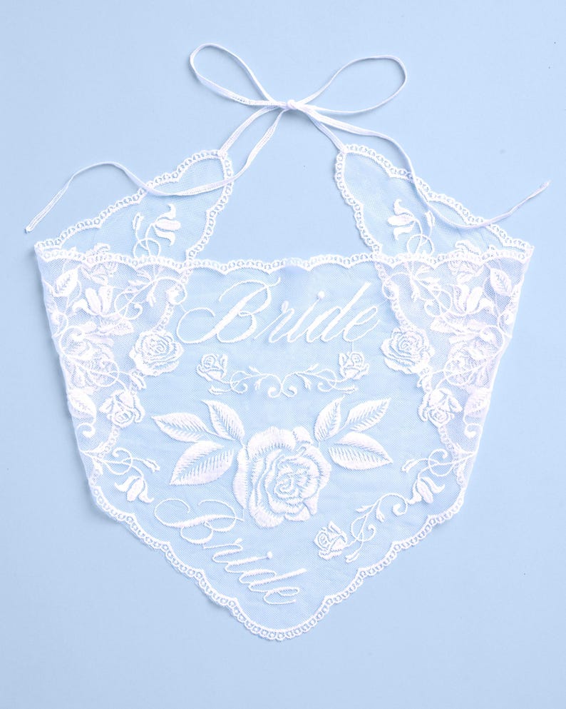 xo, Fetti Bride Lace Headscarf - White Embroidered Head Scarf Bachelorette Party Bridal Shower Engagement Gift Hair Accessories Bride To Be