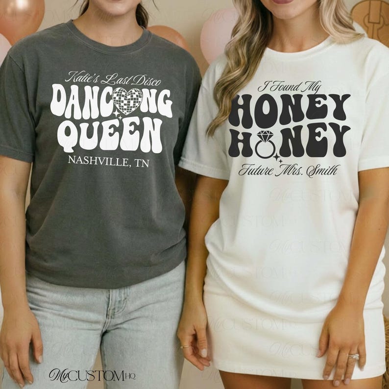 Disco Bachelorette Shirts Brides Last Disco Bachelorette Hippie Disco Bride Shirt Dancing Queen She Found Her Honey Honey Shirt for Bride