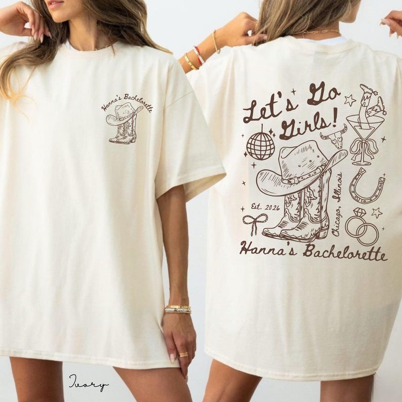 Let's Go Girls Western Bachelorette Shirt, Custom Cowgirl Bride Tee, Personalized Nashville Bach Shirts, Matching Country Bridal Squad Gift