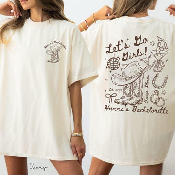 Let's Go Girls Western Bachelorette Shirt, Custom Cowgirl Bride Tee, Personalized Nashville Bach Shirts, Matching Country Bridal Squad Gift