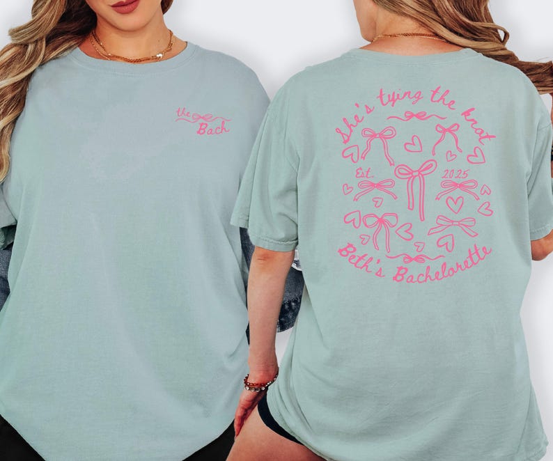 Pink Bow Bachelorette T-Shirt: Bridal Party Comfort Colors Tee