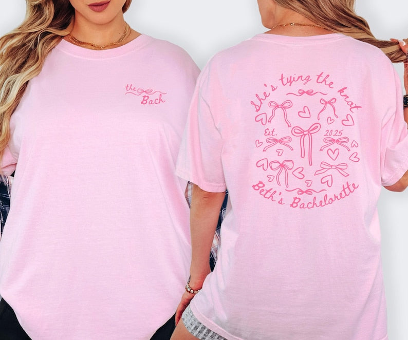 Pink Bow Bachelorette T-Shirt: Bridal Party Comfort Colors Tee