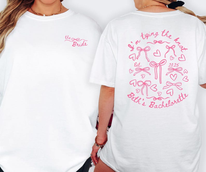 Pink Bow Bachelorette T-Shirt: Bridal Party Comfort Colors Tee