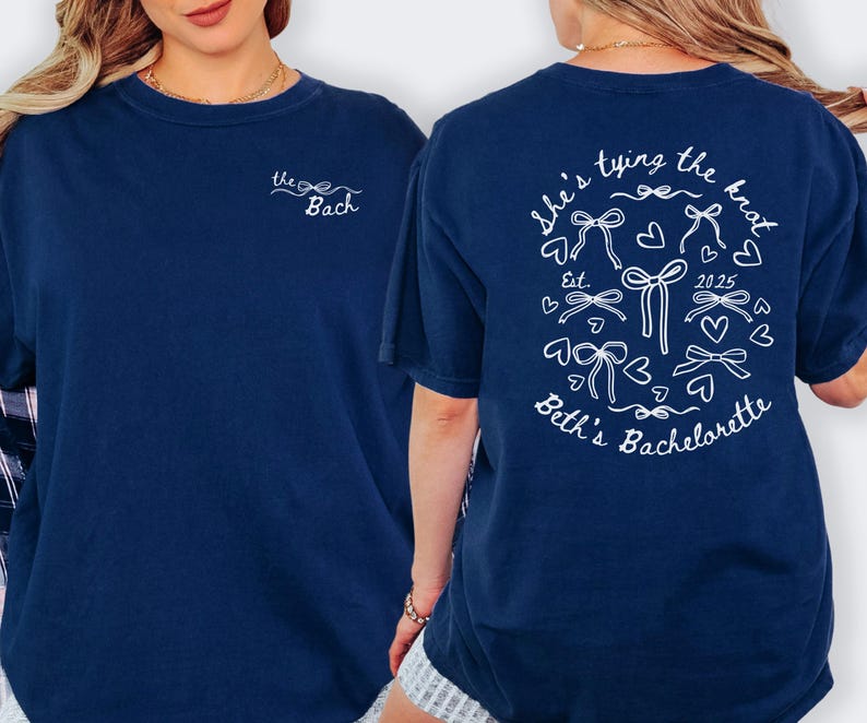 Pink Bow Bachelorette T-Shirt: Bridal Party Comfort Colors Tee