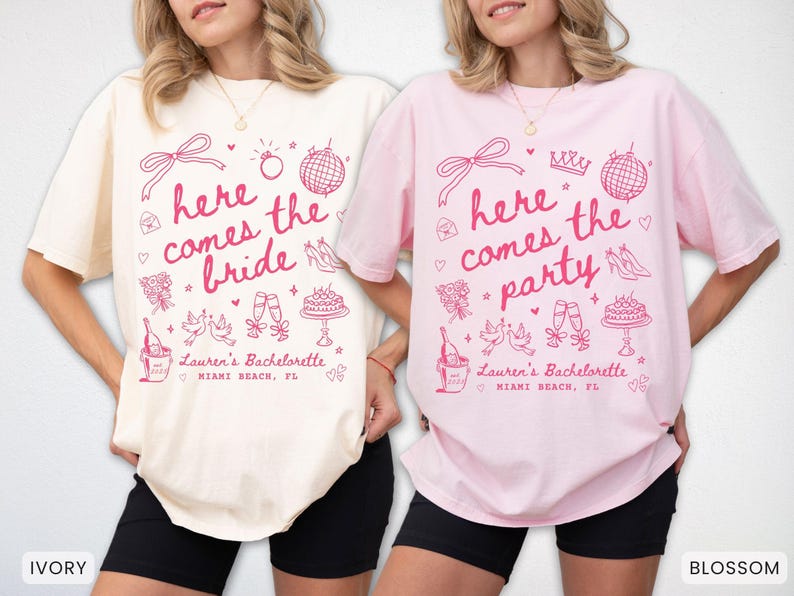 Custom Retro Bachelorette Shirts, Here Comes The Bride TShirt, Disco Bachelorette Party Tees, Luxury Bachelorette Merch, Bridesmaid Gifts