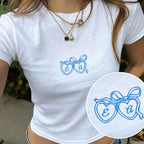 Custom Heart Locket Embroidered Baby Tee, Personalized Wedding Honeymoon Outfit, Future Mrs Top, Y2K Bachelorette Tee, Bride Engagement Gift