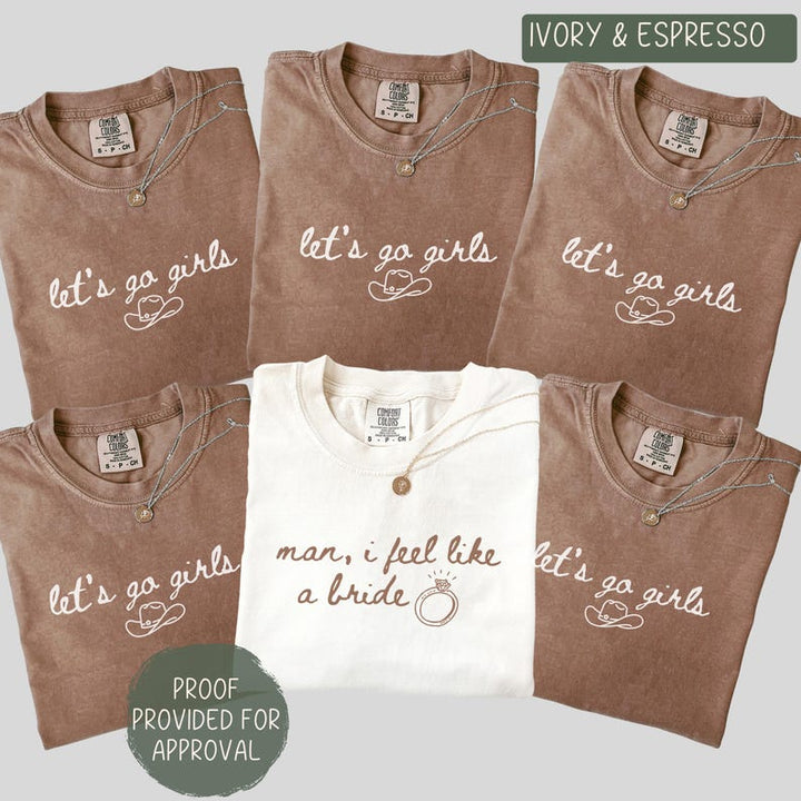 Western Bachelorette Shirts, Let's Go Girls Comfort Colors®, Cowgirl Bride Tee, Nashville Bach Party Tops, Country Bridal Squad Gift