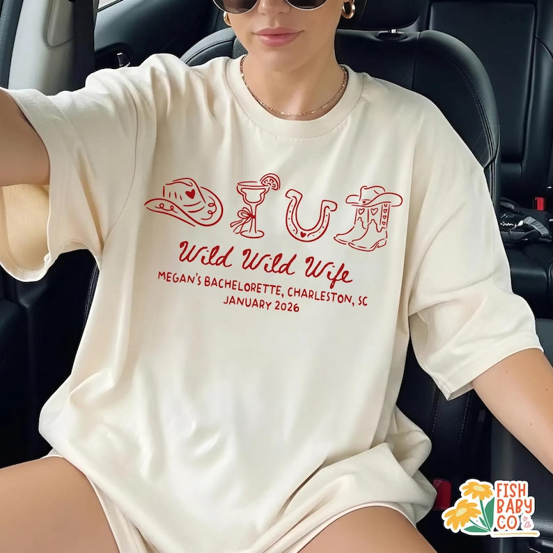 Wild Wild Wife Cowgirl Bachelorette Shirts, Custom Nashville Bachelorette Party Shirts, Rodeo Bridal Party Shirt, Bridesmaid Gifts