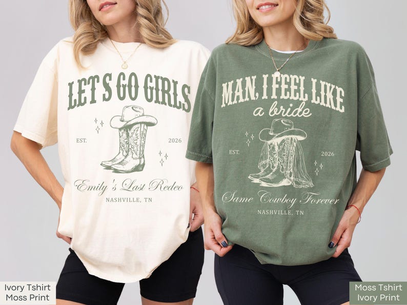 Let's Go Girls Custom Western Bachelorette Shirt, Last Rodeo Bachelorette Party TShirt Nashville Bach Trip Country Cowgirl Bride Bridesmaid