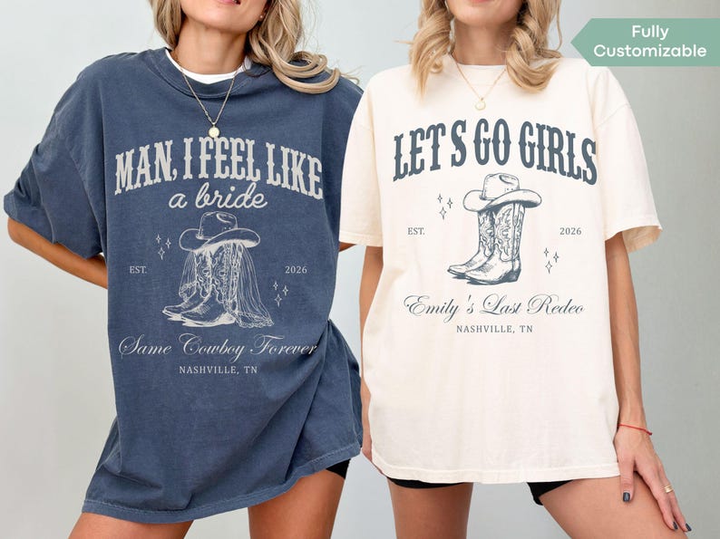 Let's Go Girls Custom Western Bachelorette Shirt, Last Rodeo Bachelorette Party TShirt Nashville Bach Trip Country Cowgirl Bride Bridesmaid