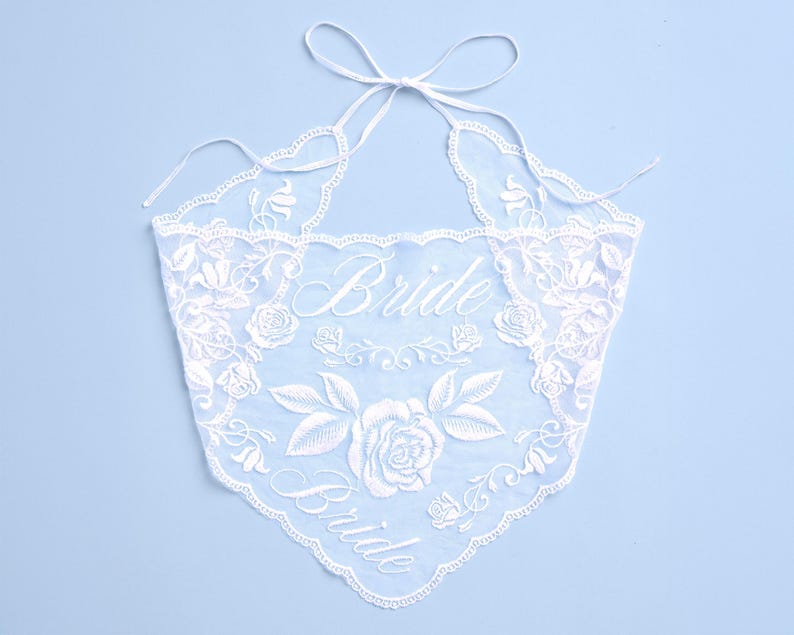 xo, Fetti Bride Lace Headscarf - White Embroidered Head Scarf Bachelorette Party Bridal Shower Engagement Gift Hair Accessories Bride To Be