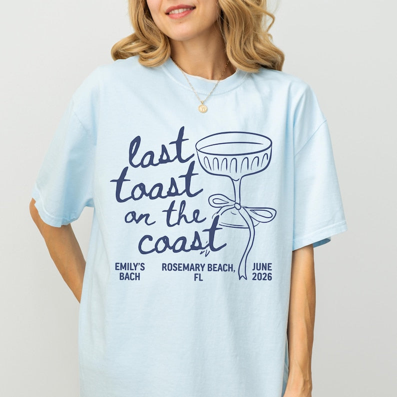 Last Toast On The Coast Shirt, Custom Beach Bachelorette Party Shirt, Bach Club Shirt, Coastal Bachelorette Shirt, Bridal Party Gifts