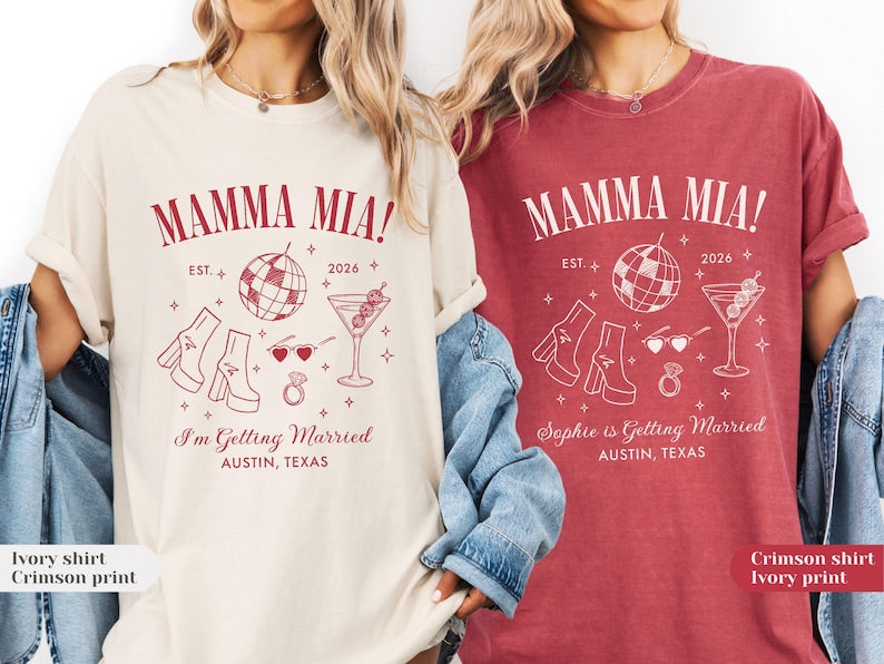 Personalized Mamma Mia Bachelorette Shirts | Dancing Queen Disco Bach Party