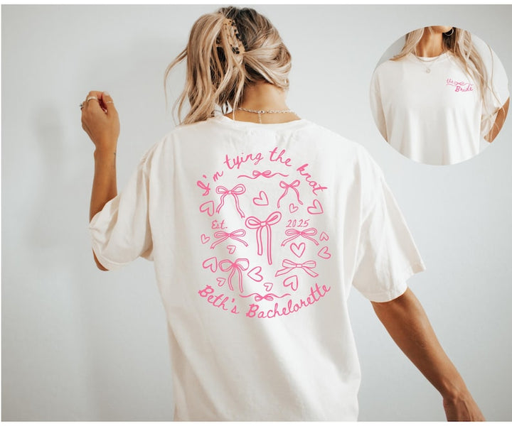 Pink Bow Bachelorette T-Shirt: Bridal Party Comfort Colors Tee