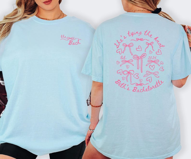 Pink Bow Bachelorette T-Shirt: Bridal Party Comfort Colors Tee