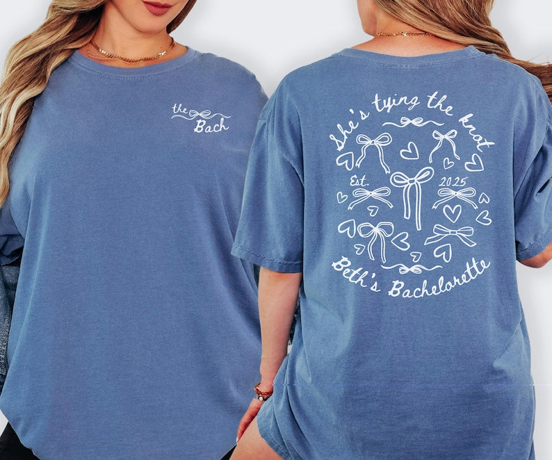 Pink Bow Bachelorette T-Shirt: Bridal Party Comfort Colors Tee