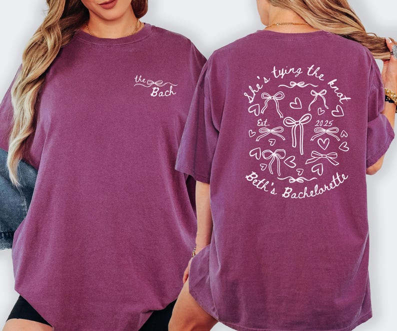 Pink Bow Bachelorette T-Shirt: Bridal Party Comfort Colors Tee