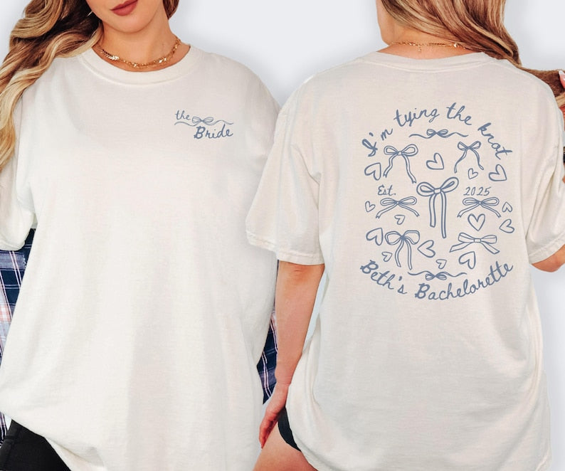 Pink Bow Bachelorette T-Shirt: Bridal Party Comfort Colors Tee