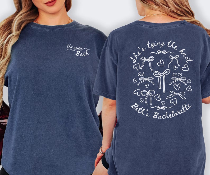 Pink Bow Bachelorette T-Shirt: Bridal Party Comfort Colors Tee