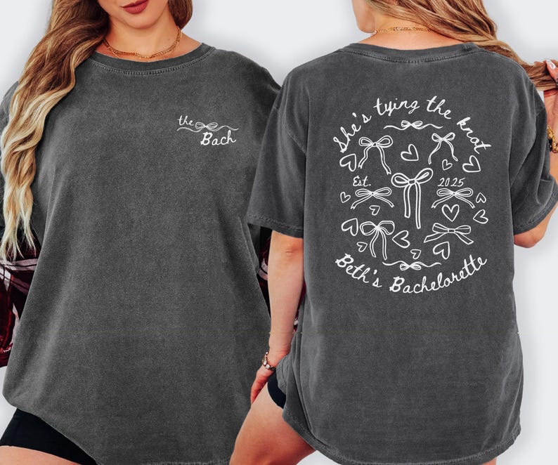 Pink Bow Bachelorette T-Shirt: Bridal Party Comfort Colors Tee