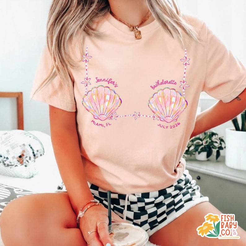 Custom Mermaid Bachelorette Shirts, Last Splash Beach Bachelorette, Last Toast On The Coast, Seashells Coastal Bridal Party Shirts