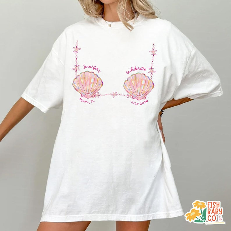 Custom Mermaid Bachelorette Shirts, Last Splash Beach Bachelorette, Last Toast On The Coast, Seashells Coastal Bridal Party Shirts