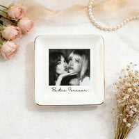 Personalised Bestie Photo Trinket Dish, Custom Jewelry Ring Dish, Bridesmaid Proposal, Ceramic Trinket Tray for Best Friend, Wedding Gift