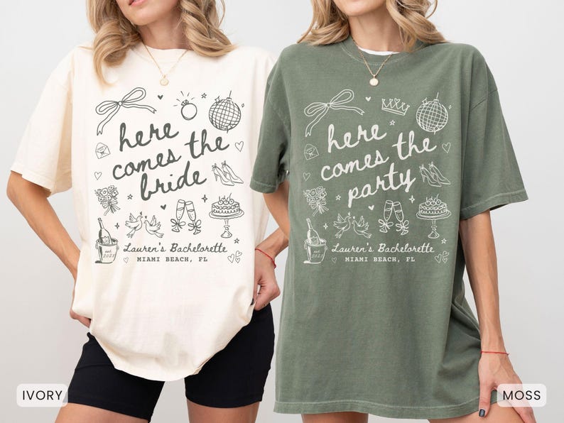 Custom Retro Bachelorette Shirts, Here Comes The Bride TShirt, Disco Bachelorette Party Tees, Luxury Bachelorette Merch, Bridesmaid Gifts