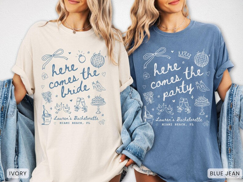 Custom Retro Bachelorette Shirts, Here Comes The Bride TShirt, Disco Bachelorette Party Tees, Luxury Bachelorette Merch, Bridesmaid Gifts