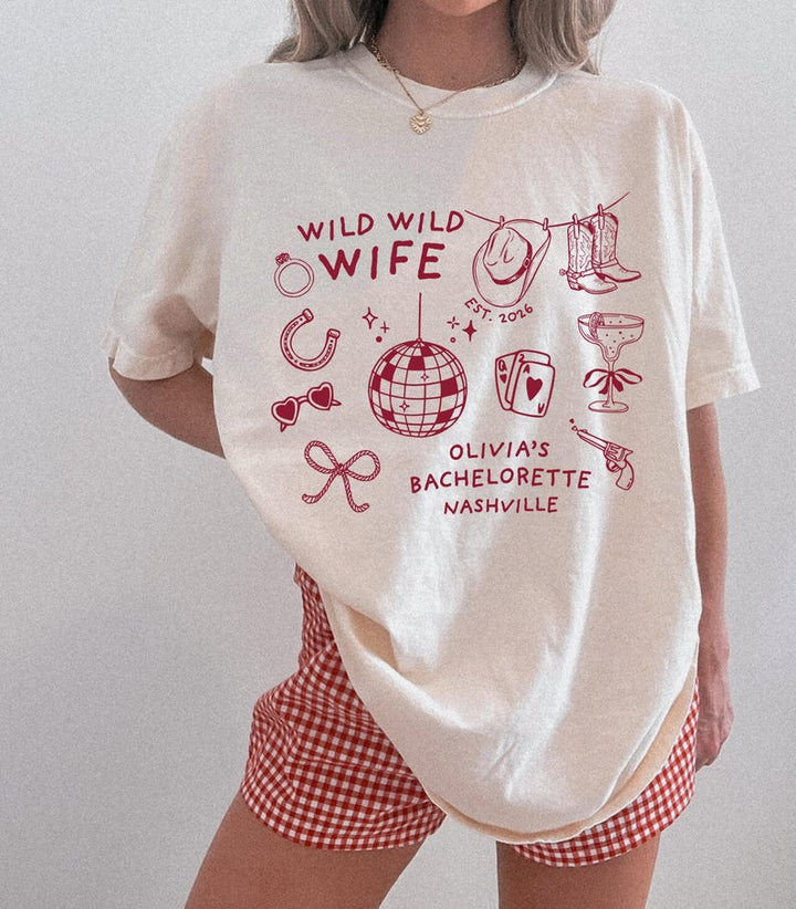 Cowgirl Bachelorette Shirts Comfort Colors, Western Bach Shirts, Wild Wild Wife Bachelorette Party Tee, Last Rodeo Bachelorette T-shirt