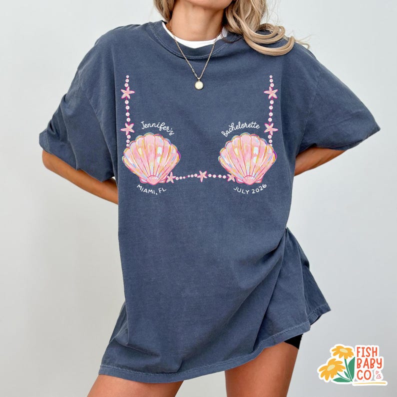Custom Mermaid Bachelorette Shirts, Last Splash Beach Bachelorette, Last Toast On The Coast, Seashells Coastal Bridal Party Shirts