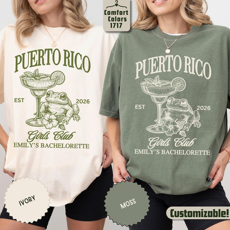 Custom Puerto Rico Bachelorette Trip Shirt: Girls Trip Tropical Bride & Bridesmaids Gift